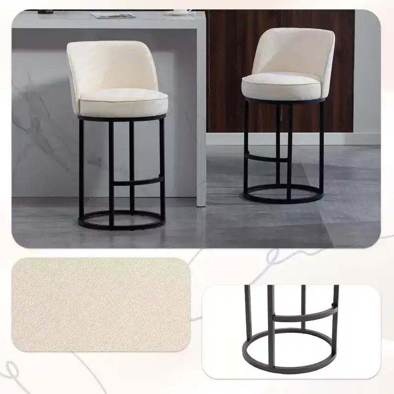 GDFStudio Iskan 25H Linen Upholstered Counter Height Bar Stools with Backrest (Set of 2)