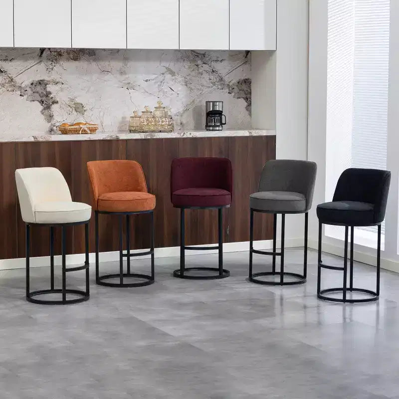 GDFStudio Iskan 25H Linen Upholstered Counter Height Bar Stools with Backrest (Set of 2)