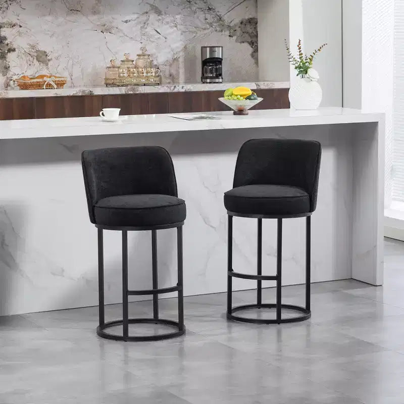 GDFStudio Iskan 25H Linen Upholstered Counter Height Bar Stools with Backrest (Set of 2)