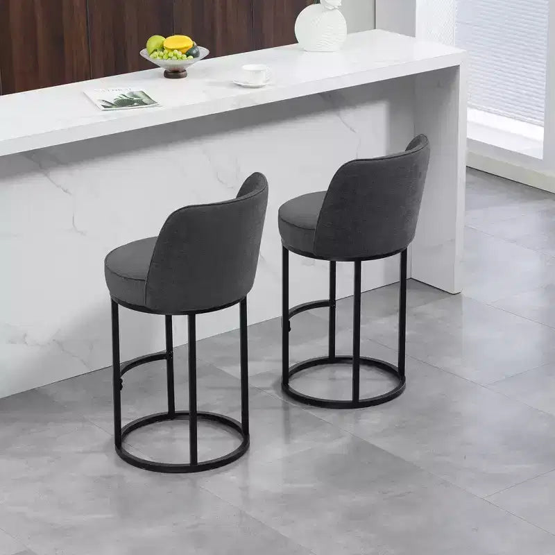 GDFStudio Iskan 25H Linen Upholstered Counter Height Bar Stools with Backrest (Set of 2)