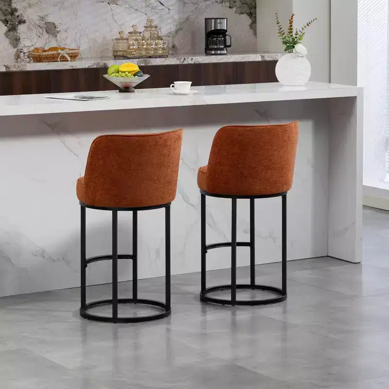 GDFStudio Iskan 25H Linen Upholstered Counter Height Bar Stools with Backrest (Set of 2)