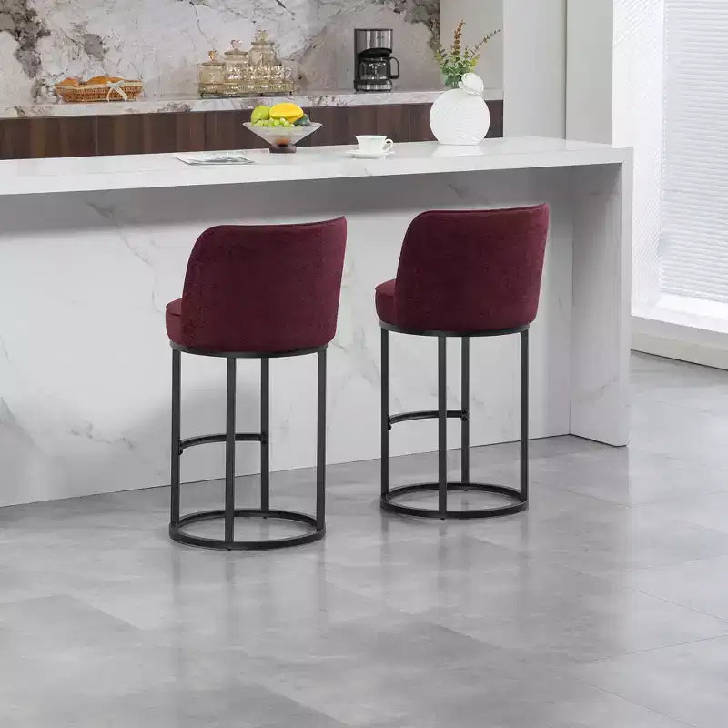 GDFStudio Iskan 25H Linen Upholstered Counter Height Bar Stools with Backrest (Set of 2)