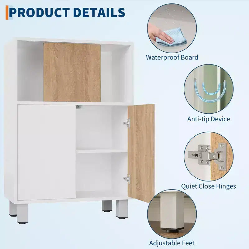 Buffet Sideboard Cabinet C White Wooden Storage Console with Sliding Barn Door & Adjustable Shelves for Kitchen, Entryway, Dining & Living Room