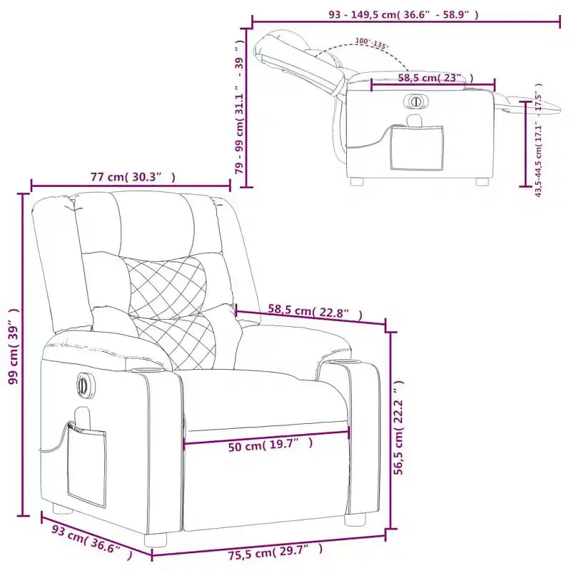 vidaXL Electric Massage Recliner Chair Fabric