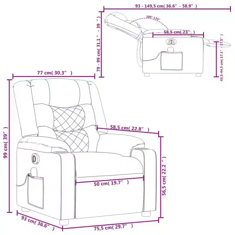 vidaXL Electric Massage Recliner Chair Fabric