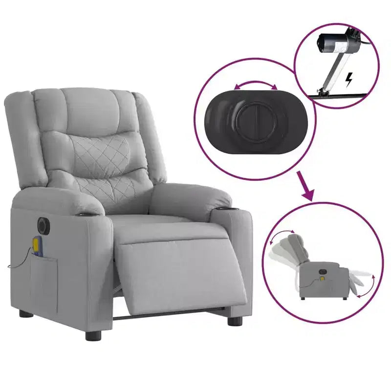 vidaXL Electric Massage Recliner Chair Fabric