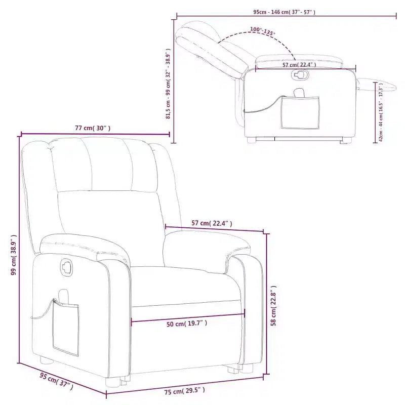 vidaXL Electric Stand Up Massage Recliner Chair