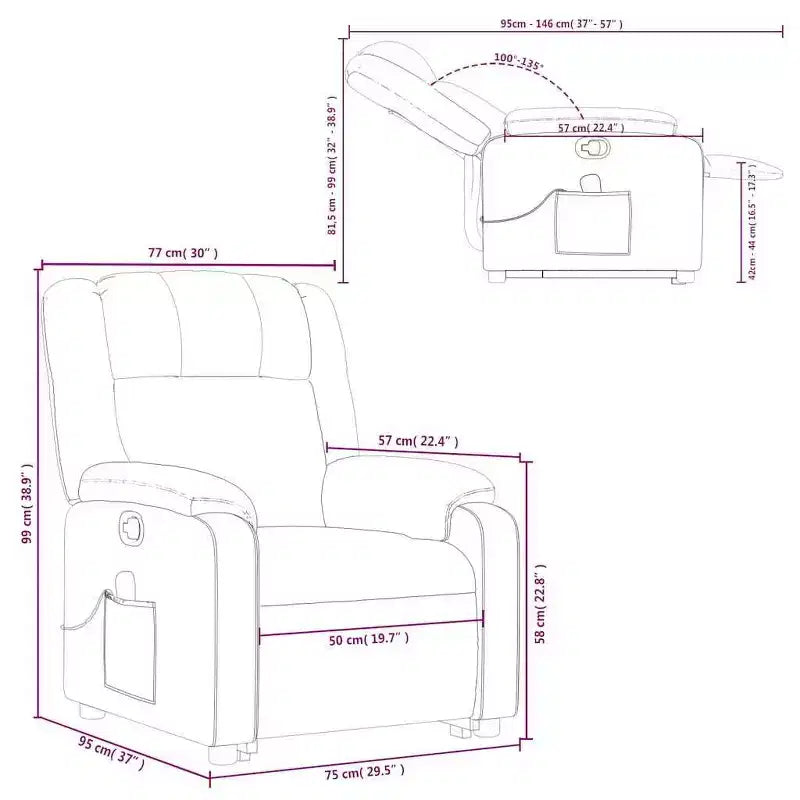 vidaXL Electric Stand Up Massage Recliner Chair