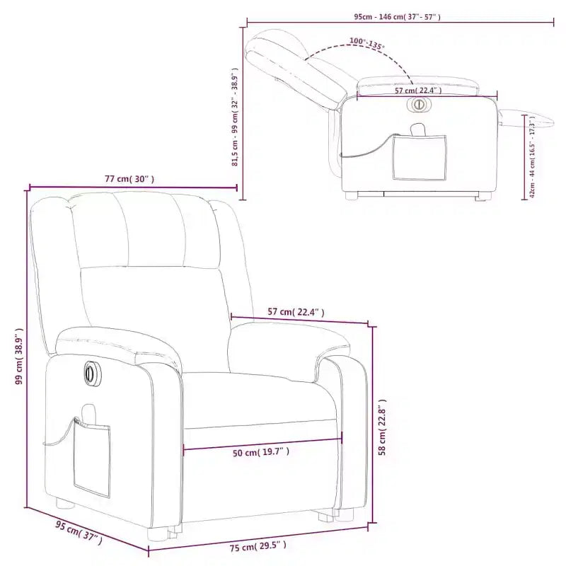 vidaXL Electric Stand Up Massage Recliner Chair