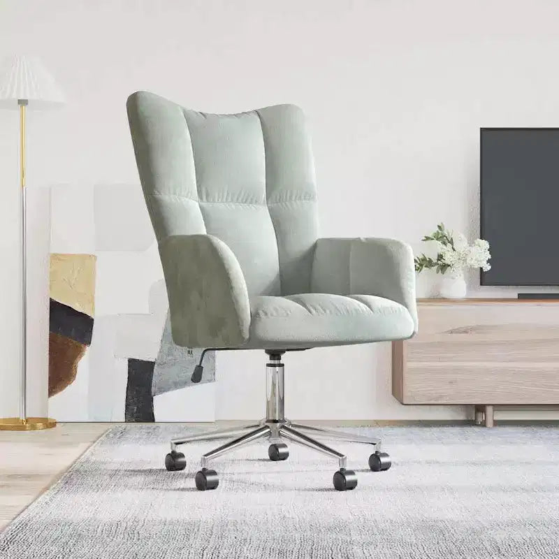 vidaXL Relaxing Chair Light Gray Velvet (100% polyester), steel Standard