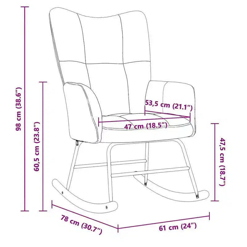 vidaXL Rocking Chair Accent Side Chair Padded Seat for Living Room Velvet - Dark Gray Without Footrest