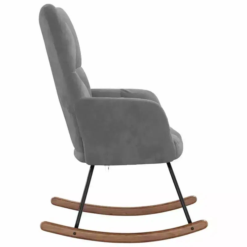 vidaXL Rocking Chair Accent Side Chair Padded Seat for Living Room Velvet - Dark Gray Without Footrest