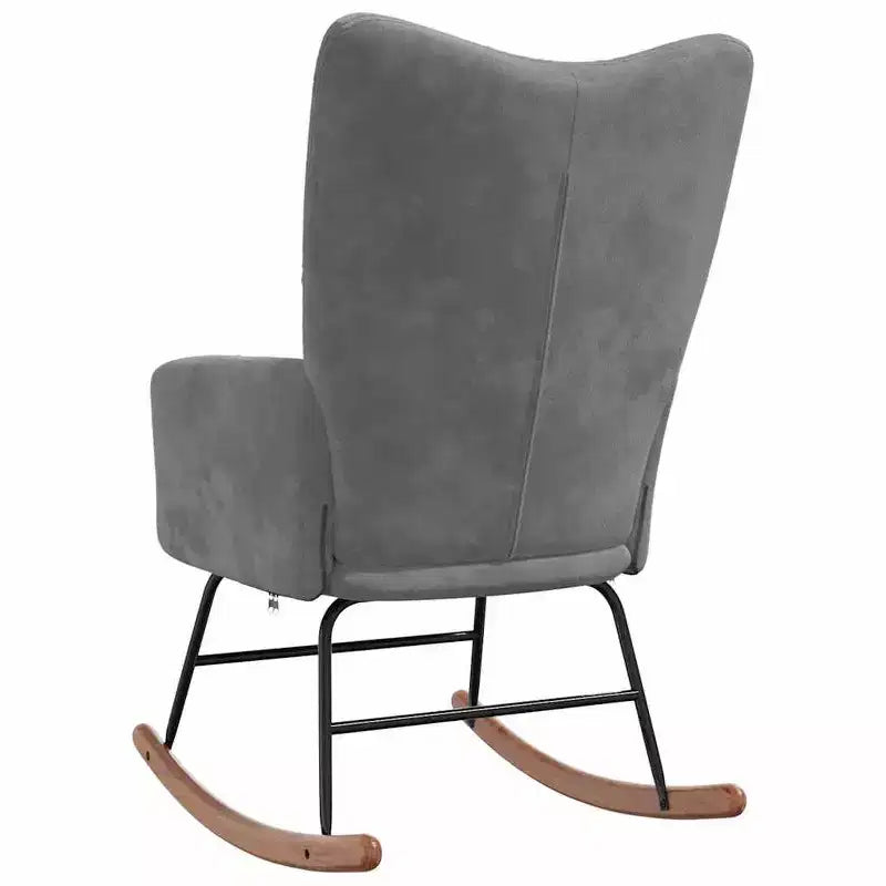 vidaXL Rocking Chair Accent Side Chair Padded Seat for Living Room Velvet - Dark Gray Without Footrest