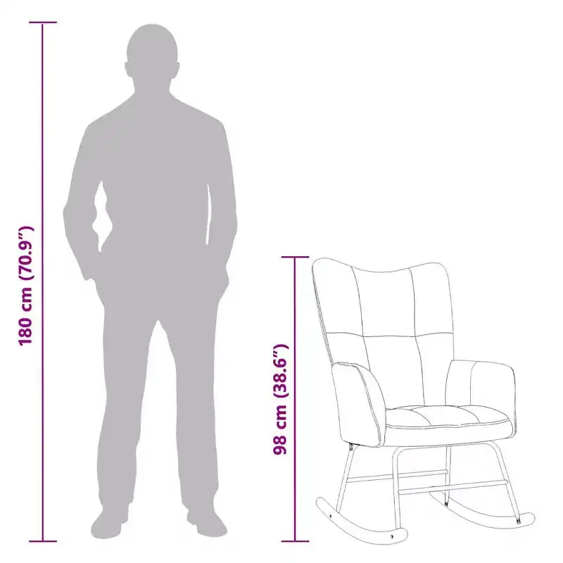 vidaXL Rocking Chair Accent Side Chair Padded Seat for Living Room Velvet - Dark Gray Without Footrest