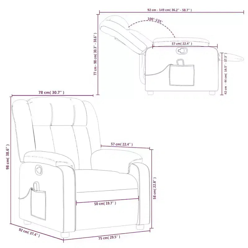 vidaXL Massage Recliner Chair Black Fabric