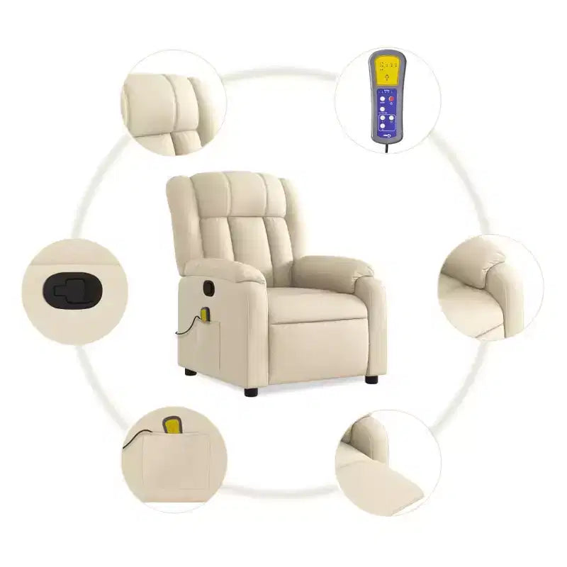 vidaXL Massage Recliner Chair Black Fabric