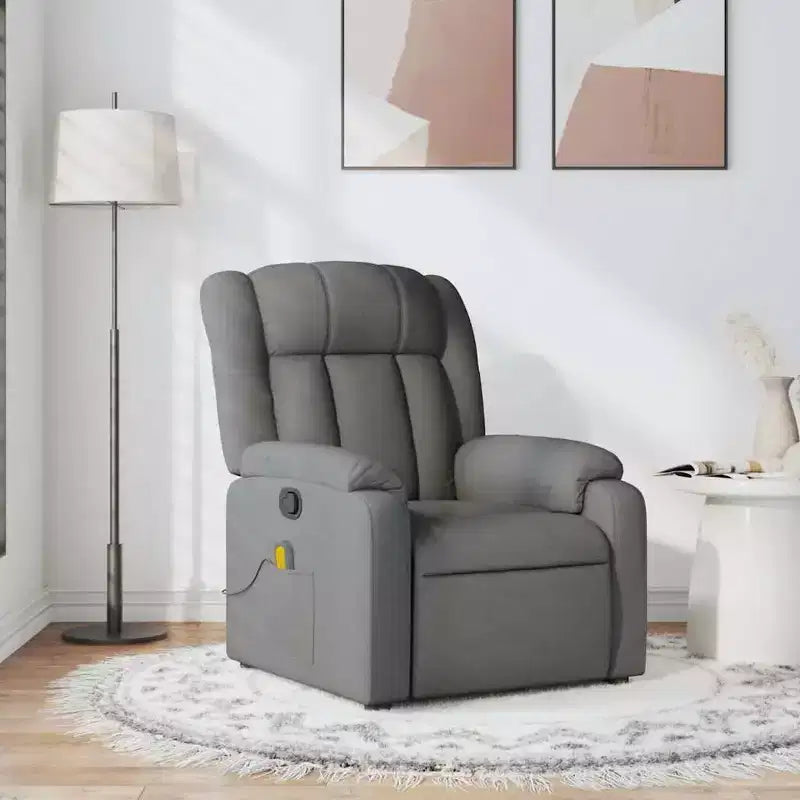 vidaXL Massage Recliner Chair Black Fabric