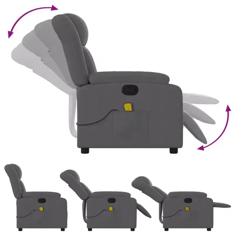 vidaXL Massage Recliner Chair Black Fabric