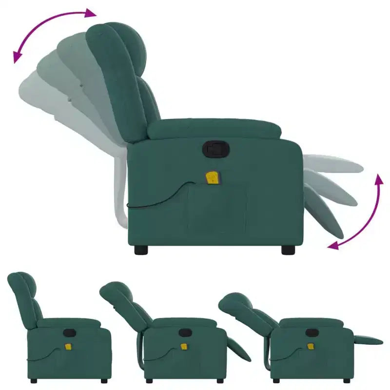 vidaXL Massage Recliner Chair Black Fabric