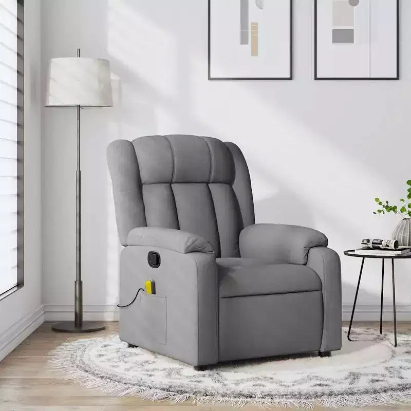 vidaXL Massage Recliner Chair Black Fabric