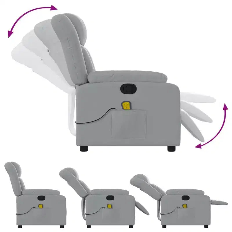 vidaXL Massage Recliner Chair Black Fabric