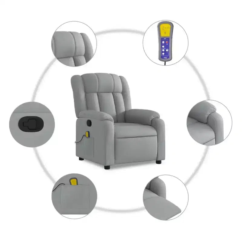 vidaXL Massage Recliner Chair Black Fabric
