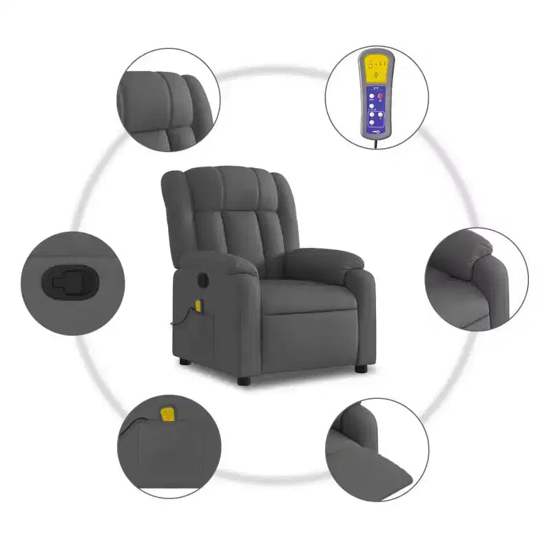 vidaXL Massage Recliner Chair Black Fabric