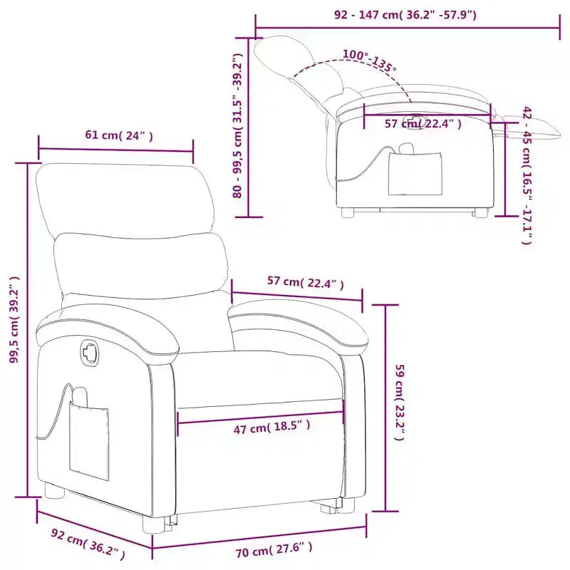 vidaXL Stand Up Recliner Chair Polyester Medium Recliner Chair