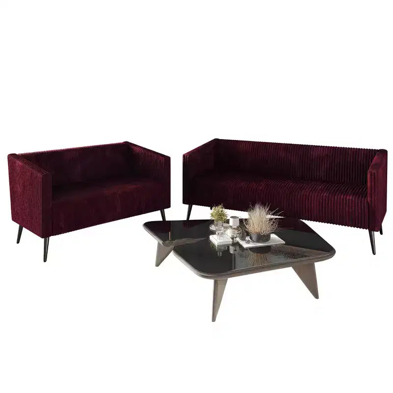 ChaletPosh Velvet Set Of 2 Sofa Set
