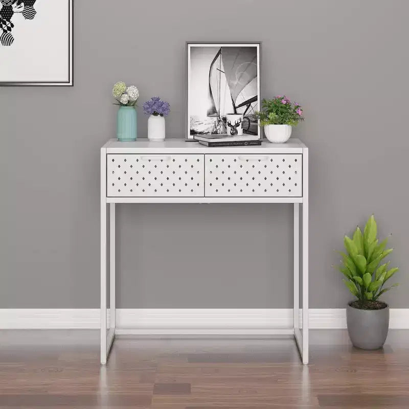 vidaXL Console Table Entryway Table Hall Narrow Side Table with Drawer Steel