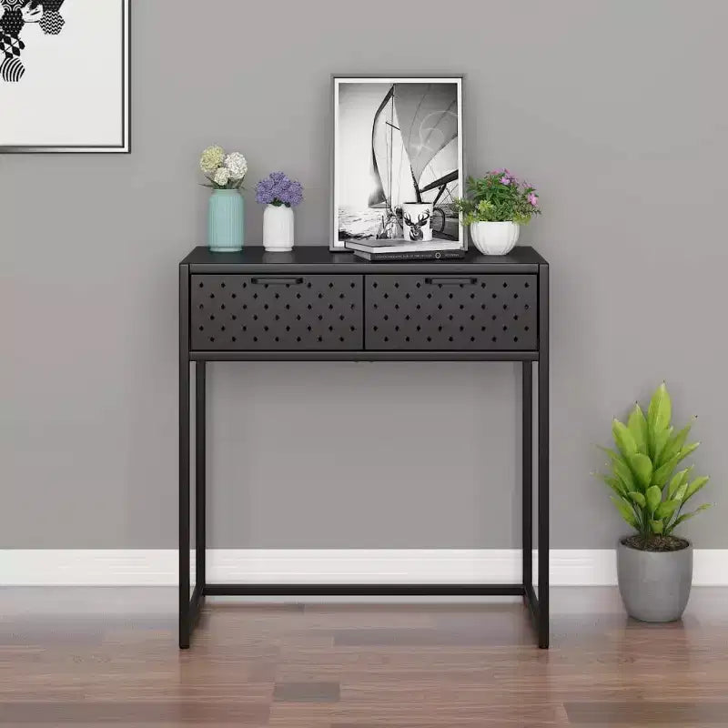 vidaXL Console Table Entryway Table Hall Narrow Side Table with Drawer Steel