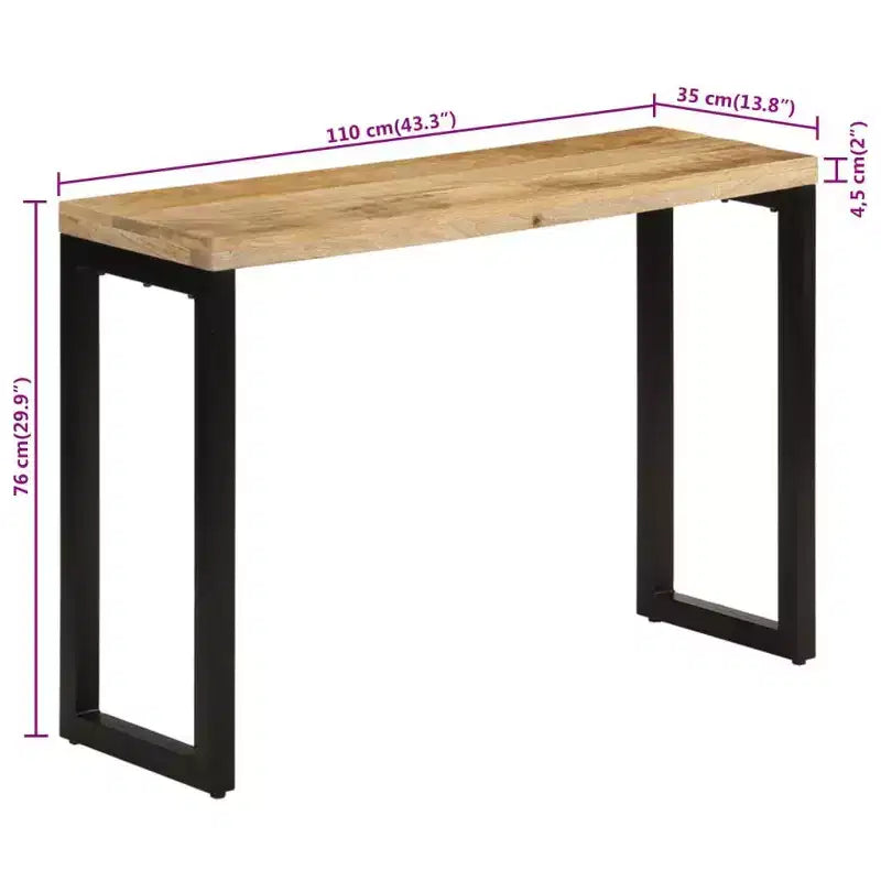 vidaXL Console Table Entryway Side Table for Living Room Hallway Solid Wood - 43.3 Solid Rough Mango Wood