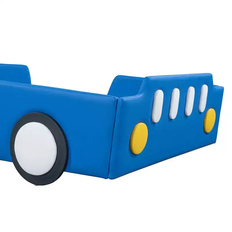 MAYEERTY Twin Size Race Car Shaped Platform Bed, Wheels, Kids Bedroom, Red