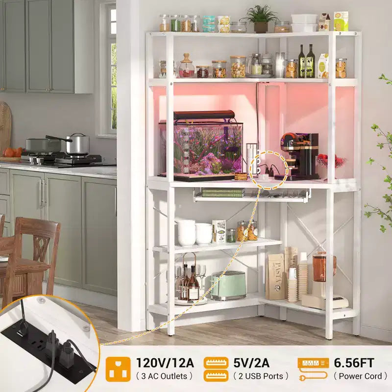 Besiost Corner Computer Desk with Hutch, Gaming Desk with Keyboard Tray for Home Office