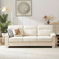GDFStudio Prylo 82 Modern 3-Seater Iron and Wood Snow-Velvet Upholstered Sofa with Nailhead Trim