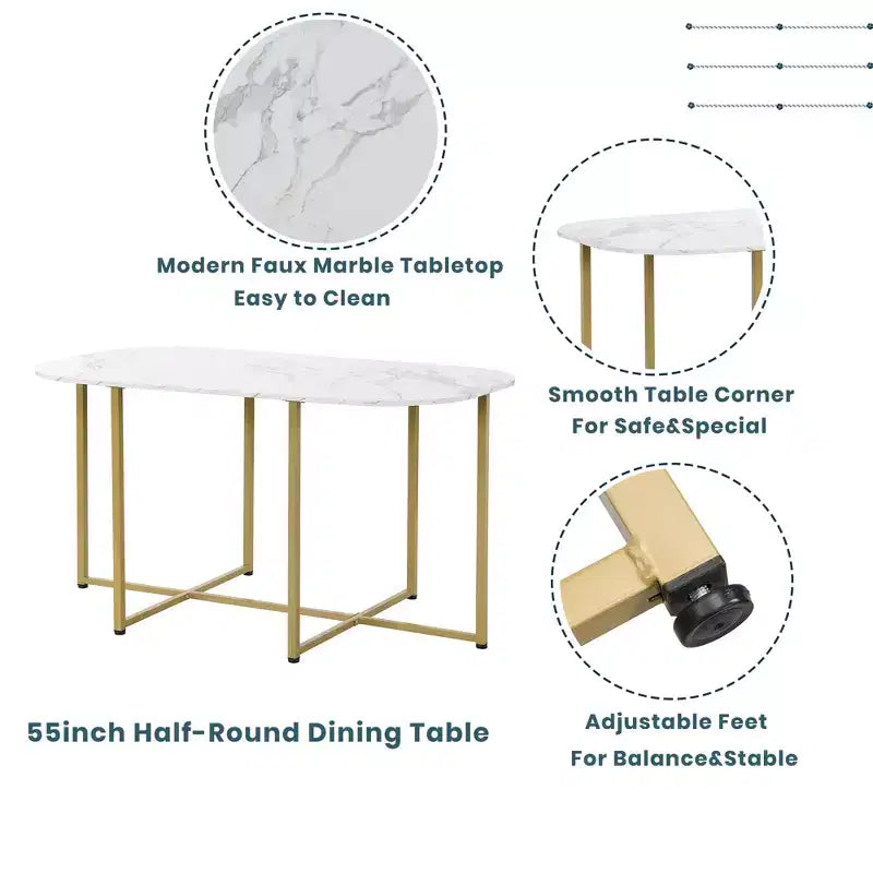 GDFStudio Tova Modern 7 Piece Metal Dining Set with Wooden Top and Triangular Chair Design