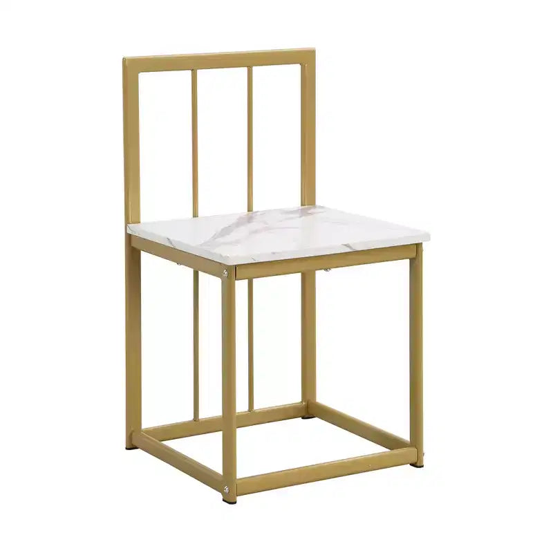 GDFStudio Tova Modern 7 Piece Metal Dining Set with Wooden Top and Triangular Chair Design