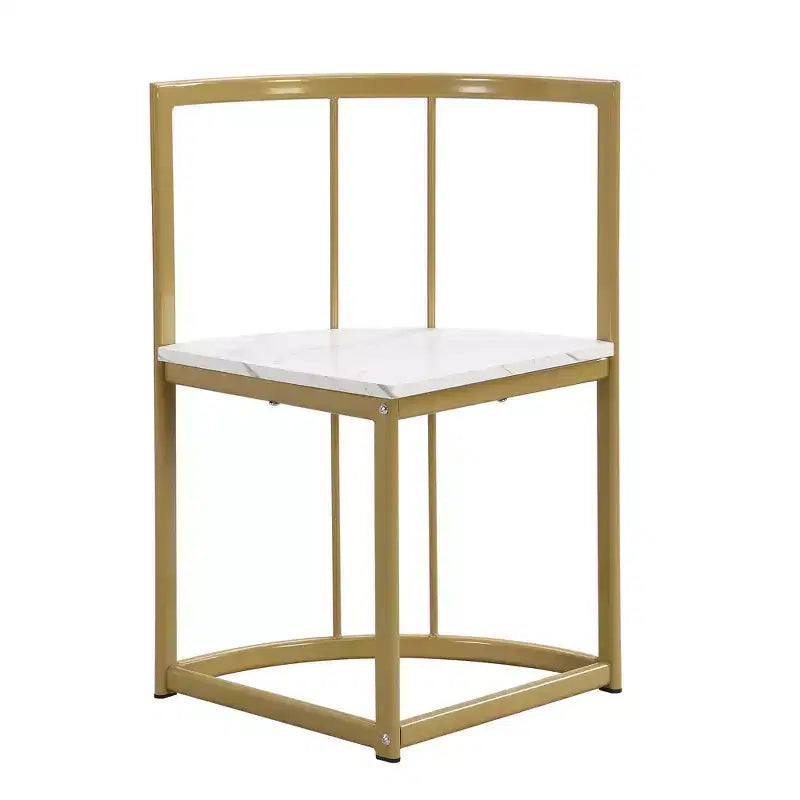 GDFStudio Tova Modern 7 Piece Metal Dining Set with Wooden Top and Triangular Chair Design
