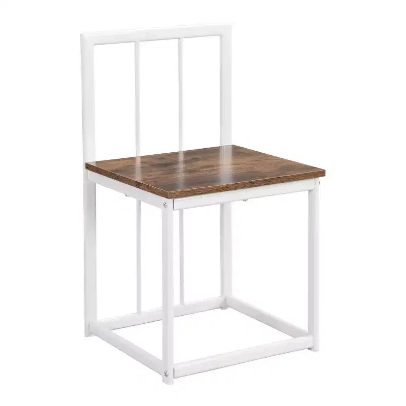 GDFStudio Tova Modern 7 Piece Metal Dining Set with Wooden Top and Triangular Chair Design