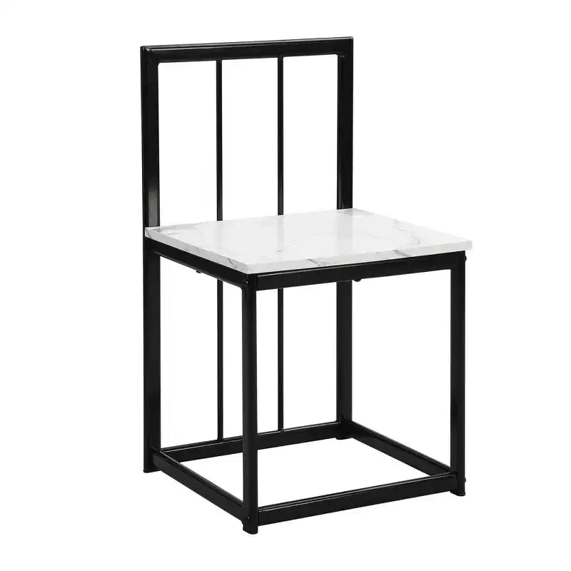 GDFStudio Tova Modern 7 Piece Metal Dining Set with Wooden Top and Triangular Chair Design