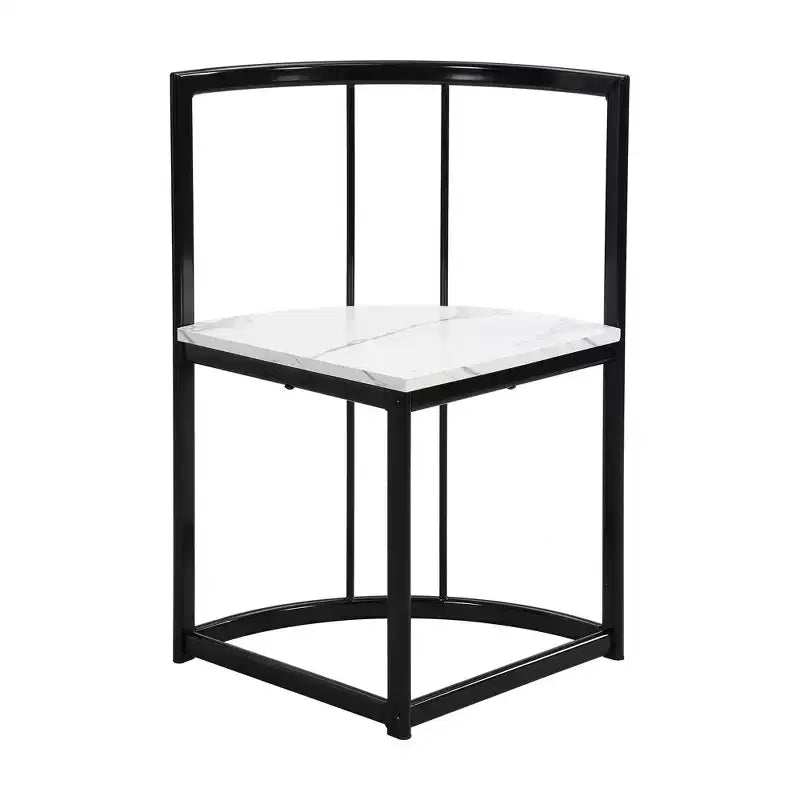 GDFStudio Tova Modern 7 Piece Metal Dining Set with Wooden Top and Triangular Chair Design