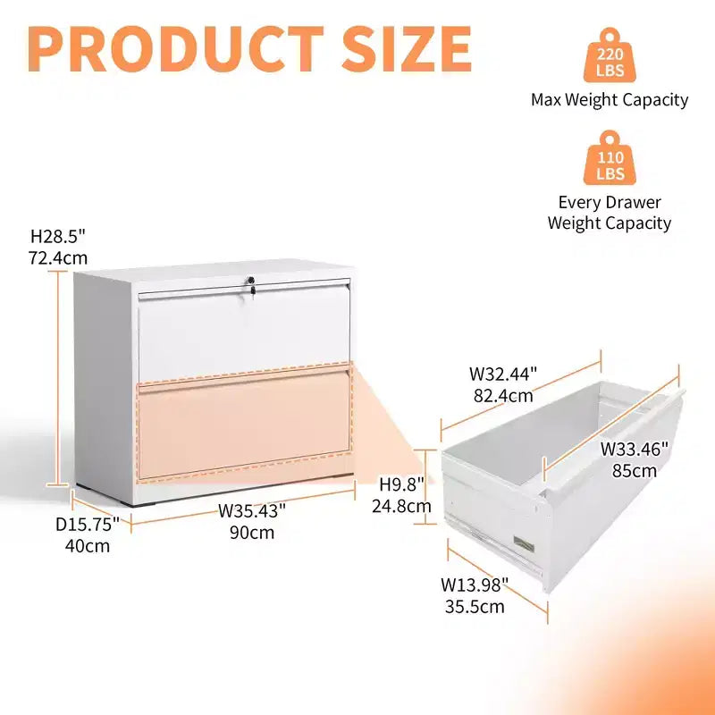 Okak Modern Metal Lateral Filing Cabinet with Lock Drawers,Storage Organizer File Cabinet for Home Office,Beside Desk