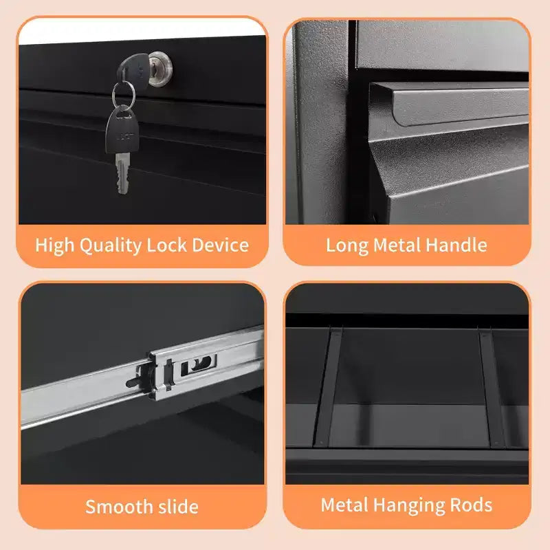 Okak Modern Metal Lateral Filing Cabinet with Lock Drawers,Storage Organizer File Cabinet for Home Office,Beside Desk