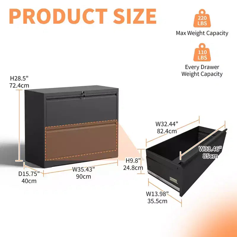Okak Modern Metal Lateral Filing Cabinet with Lock Drawers,Storage Organizer File Cabinet for Home Office,Beside Desk