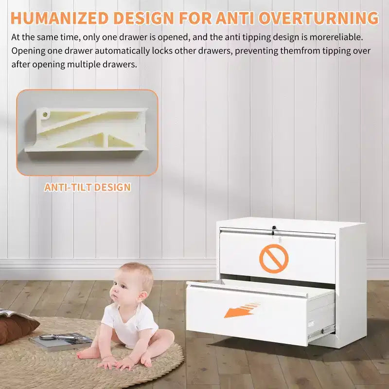 Okak Modern Metal Lateral Filing Cabinet with Lock Drawers,Storage Organizer File Cabinet for Home Office,Beside Desk