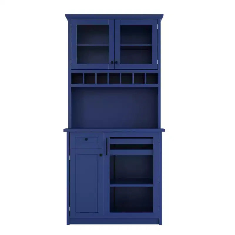 75 Tall Kitchen Pantry Cabinet with Glass Doors, Freestanding Buffet Hutch for Kitchen, Dining Room, or Living Room-Panipeachy