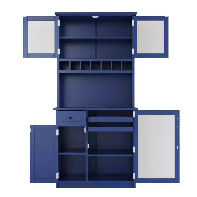 75 Tall Kitchen Pantry Cabinet with Glass Doors, Freestanding Buffet Hutch for Kitchen, Dining Room, or Living Room-Panipeachy