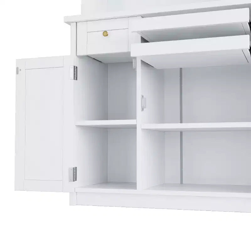 75 Tall Kitchen Pantry Cabinet with Glass Doors, Freestanding Buffet Hutch for Kitchen, Dining Room, or Living Room-Panipeachy