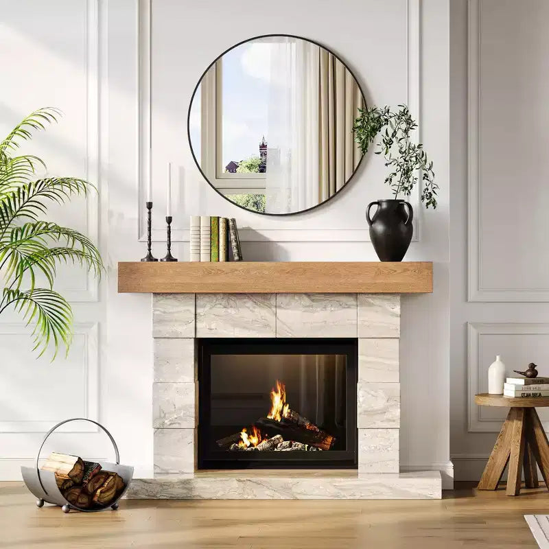 Round Wall Mirror, Circle Mirror Metal Frame for Bathroom, Vanity, Entryway, Bedroom, Living Room, Wall Mounted Modern Rustic Decor