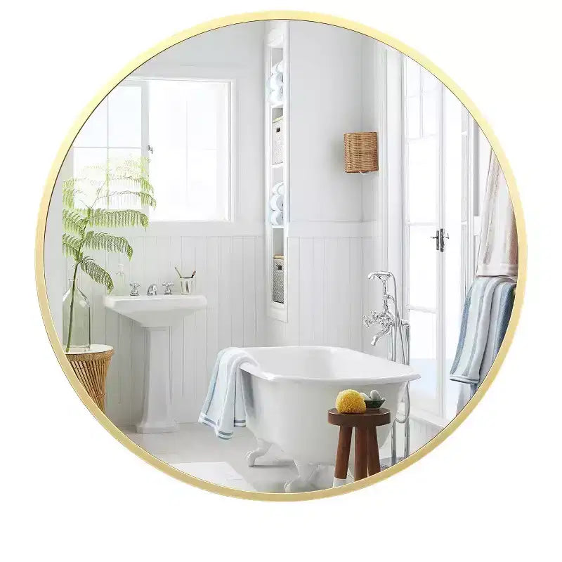 Round Wall Mirror, Circle Mirror Metal Frame for Bathroom, Vanity, Entryway, Bedroom, Living Room, Wall Mounted Modern Rustic Decor